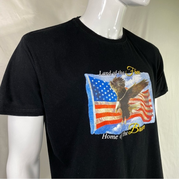 Men’s Land of the Free Eagle Patriotic Classic Black Tee - Picture 2 of 7